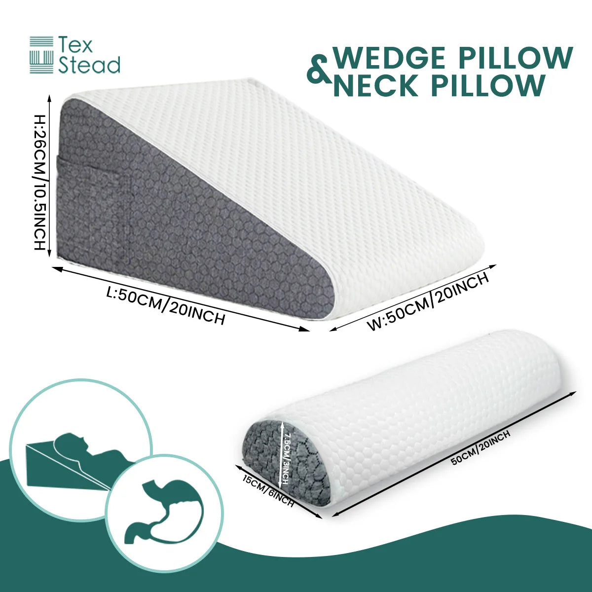 Purisify Wedge Pillow + Free 100% Blocking Sleep Mask